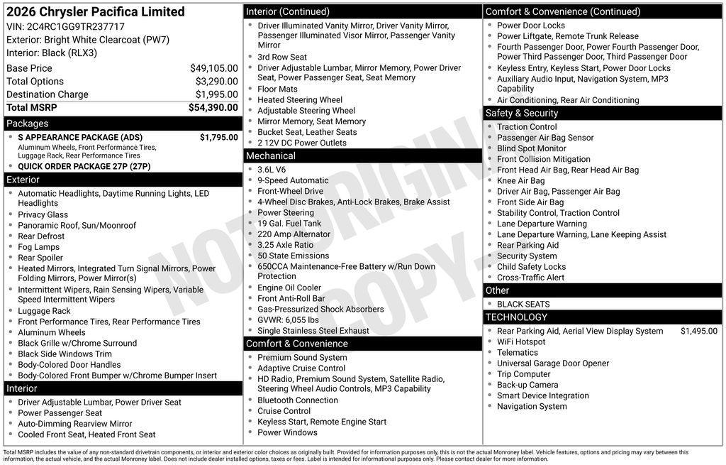 new 2026 Chrysler Pacifica car, priced at $48,103