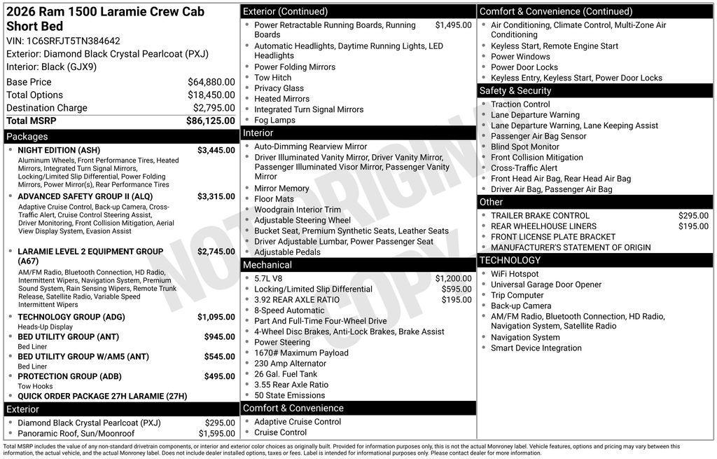 new 2026 Ram 1500 car, priced at $71,688