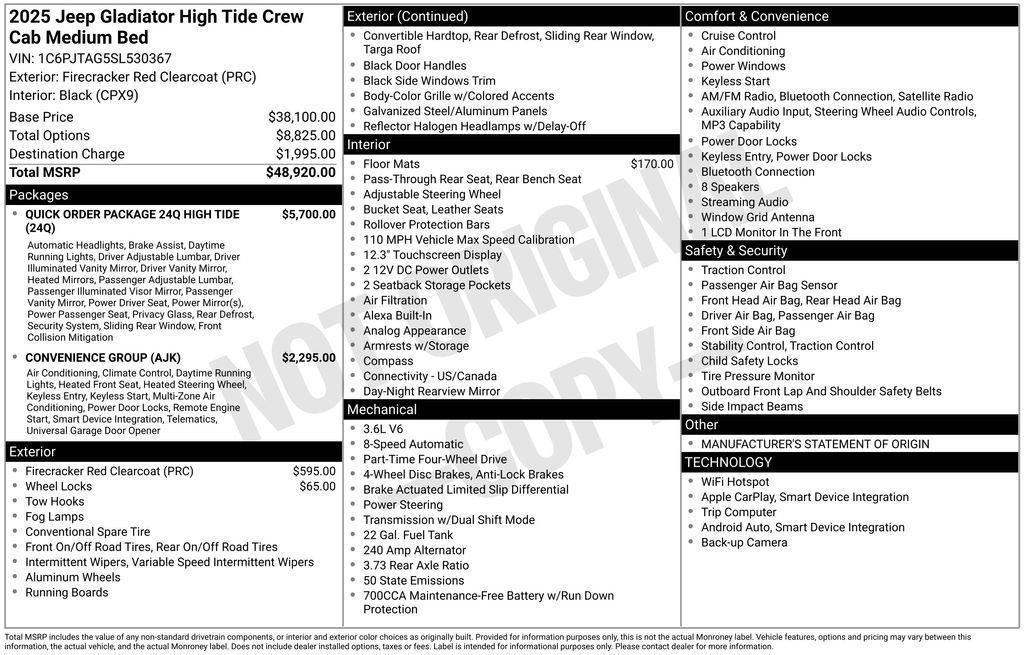 new 2025 Jeep Gladiator car, priced at $44,191