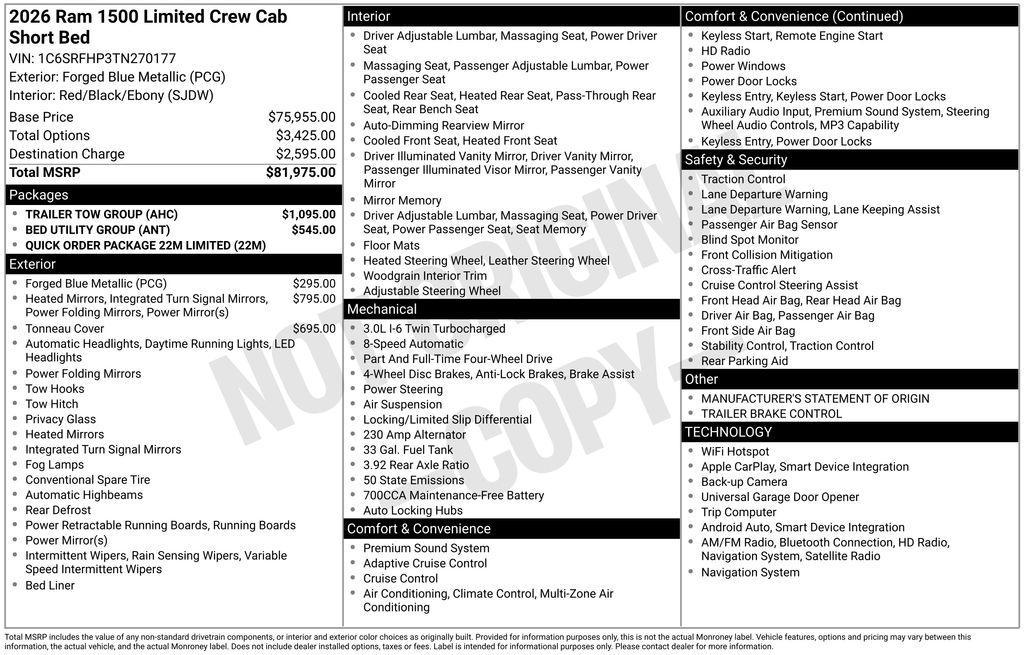 new 2026 Ram 1500 car, priced at $77,059