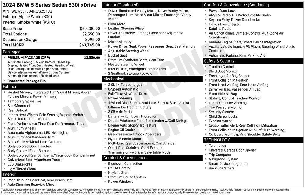 used 2024 BMW 530 car, priced at $46,983