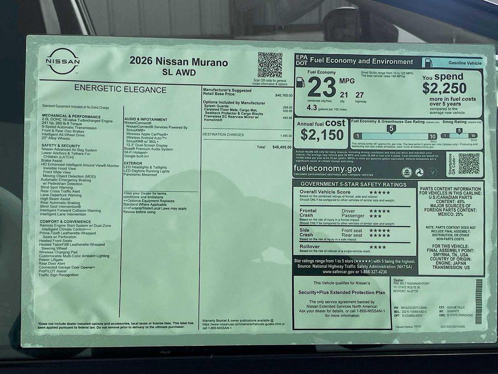 new 2026 Nissan Murano car, priced at $46,331