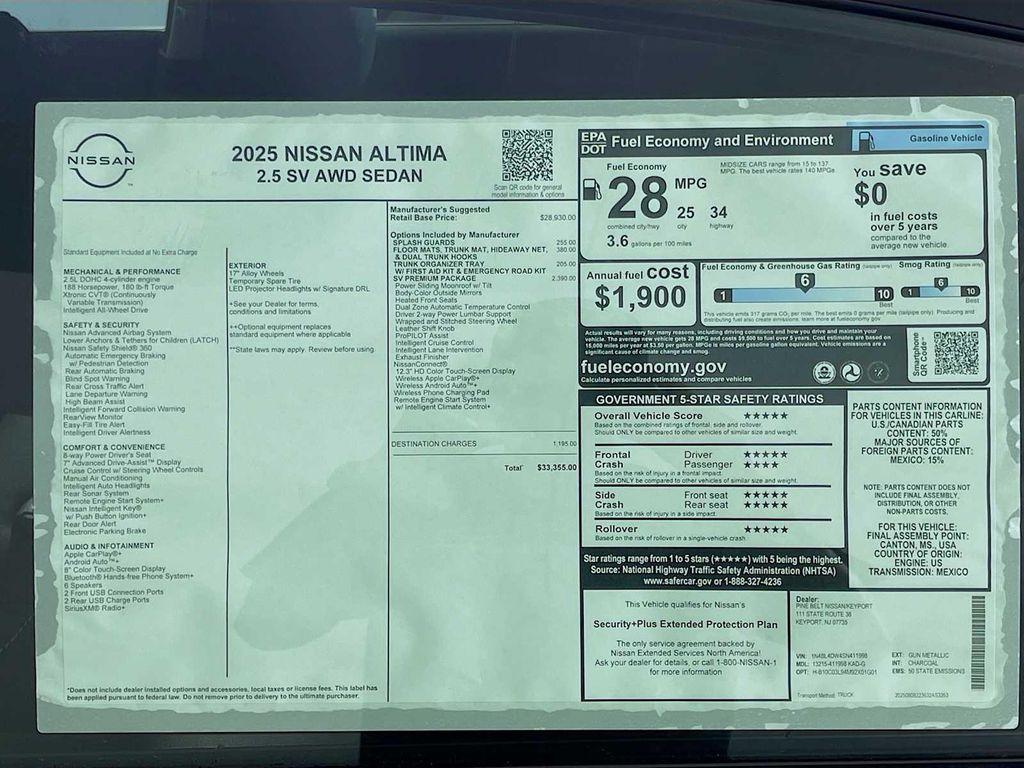 new 2025 Nissan Altima car, priced at $30,931