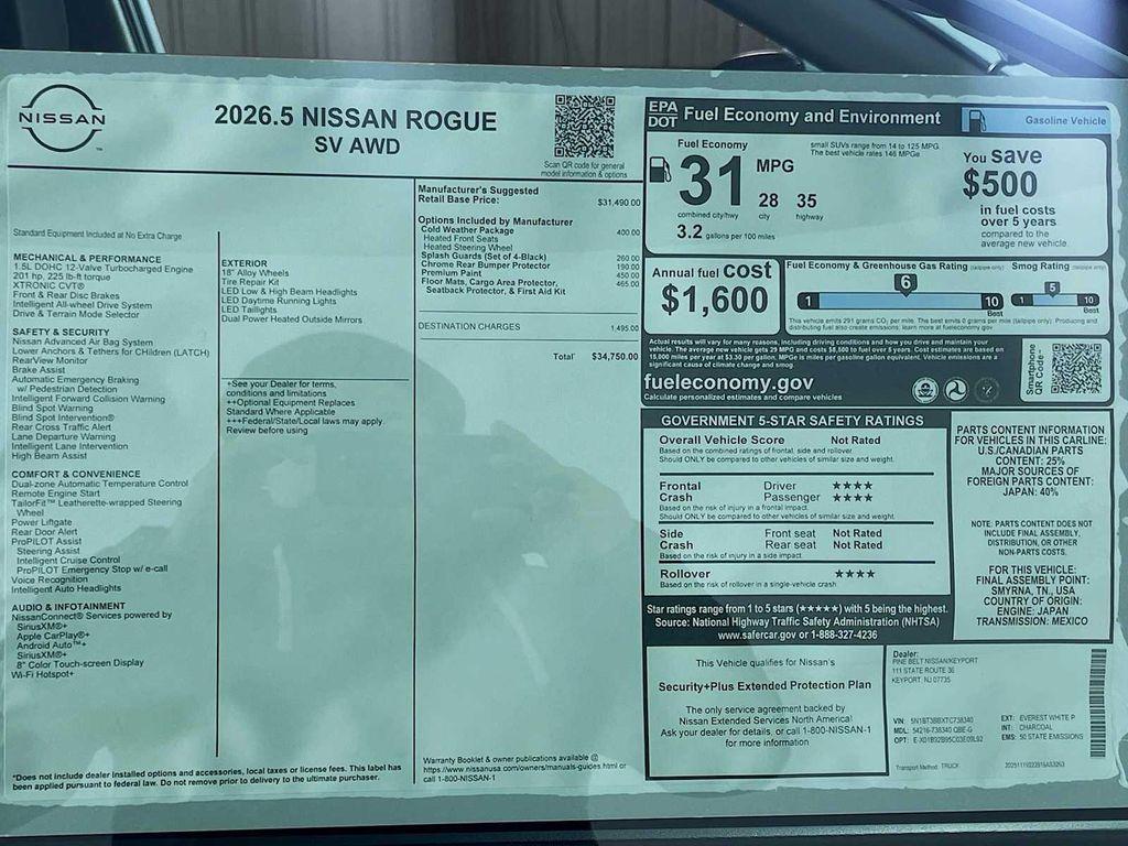 new 2026 Nissan Rogue car, priced at $33,089