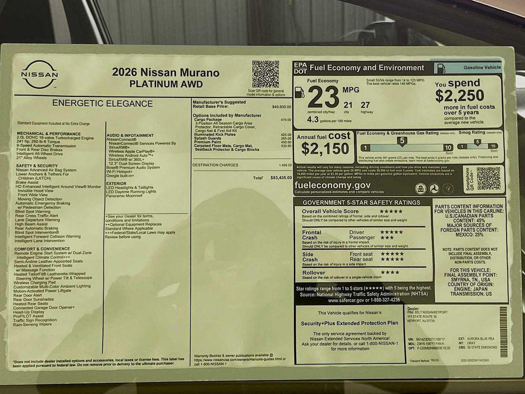 new 2026 Nissan Murano car, priced at $50,444