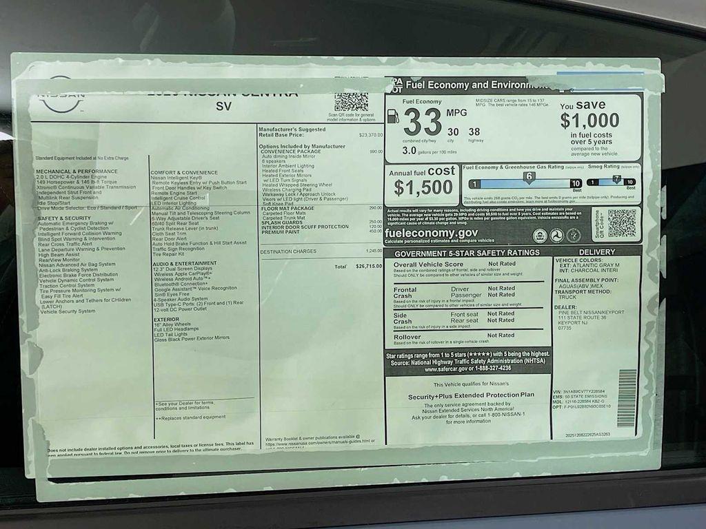 new 2026 Nissan Sentra car, priced at $26,715