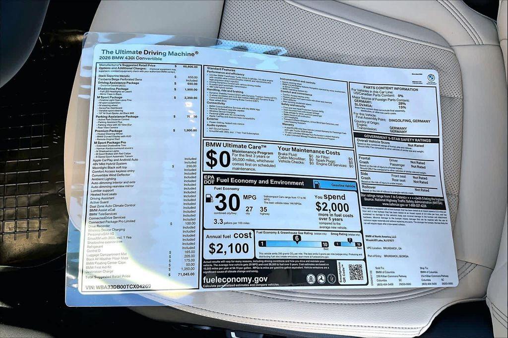 new 2026 BMW 430 car, priced at $71,045