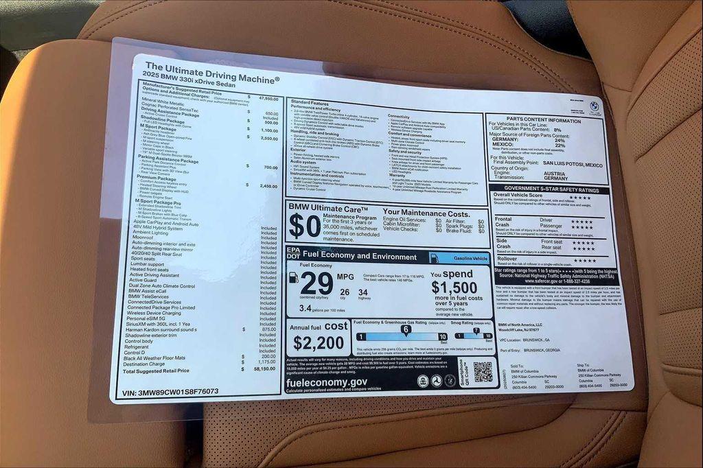 new 2025 BMW 330 car, priced at $58,150