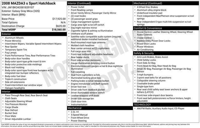 used 2008 Mazda Mazda3 car, priced at $6,999