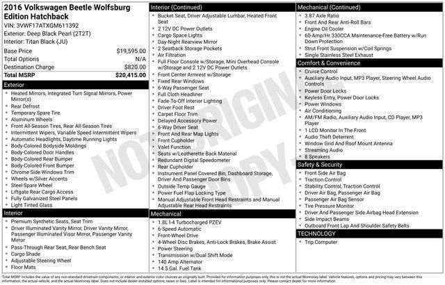 used 2016 Volkswagen Beetle car, priced at $11,987