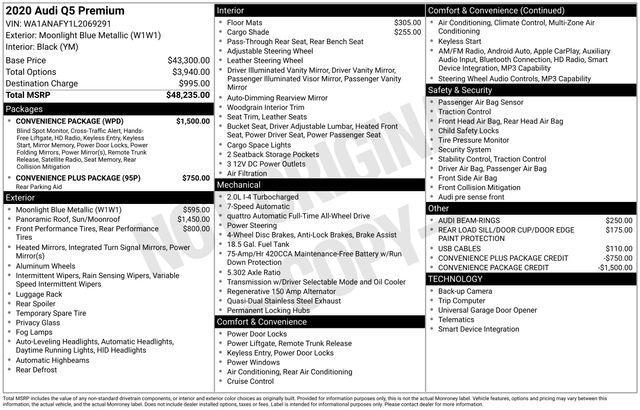 used 2020 Audi Q5 car, priced at $23,000