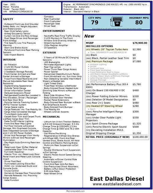 used 2021 Porsche Taycan car, priced at $47,494