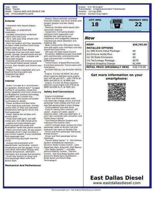 used 2023 Toyota Tacoma car, priced at $33,991