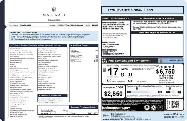 used 2020 Maserati Levante car, priced at $27,991