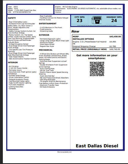 used 2022 Ford F-150 car, priced at $37,992