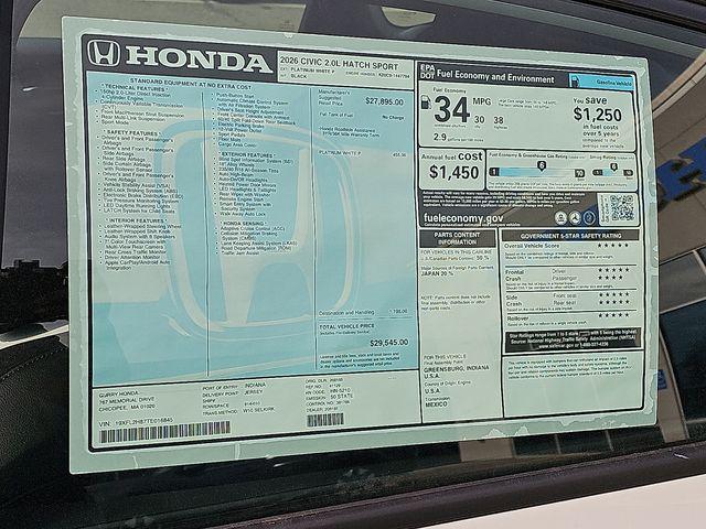 new 2026 Honda Civic car, priced at $29,545