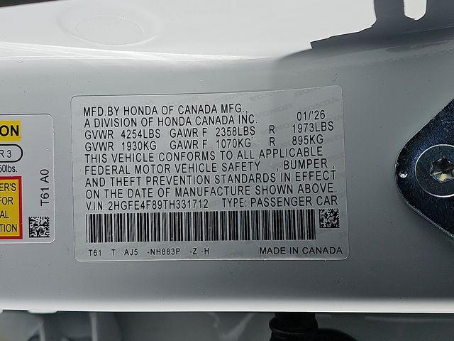 new 2026 Honda Civic Hybrid car, priced at $34,045