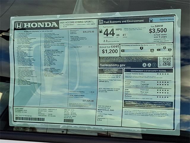 new 2025 Honda Accord Hybrid car, priced at $37,025