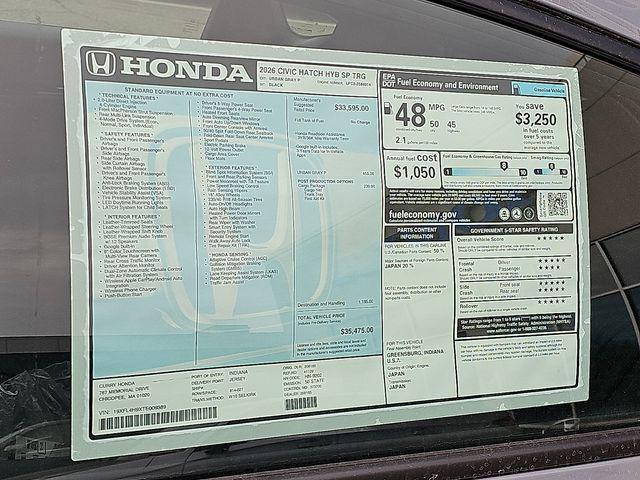 new 2026 Honda Civic Hybrid car, priced at $35,475