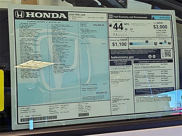 new 2026 Honda Prelude car, priced at $43,850