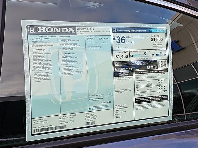 new 2026 Honda Civic car, priced at $25,890