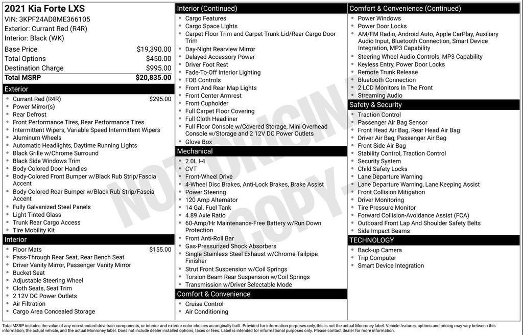used 2021 Kia Forte car, priced at $15,778
