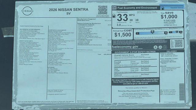 new 2026 Nissan Sentra car, priced at $23,538