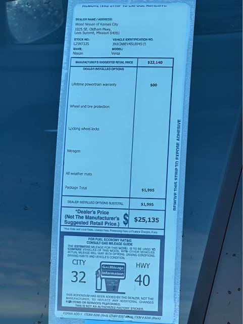 new 2025 Nissan Versa car, priced at $19,576