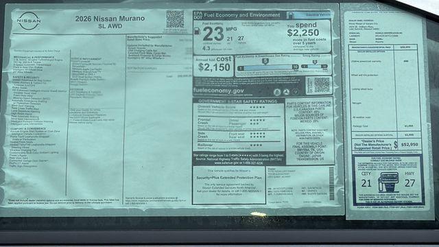 new 2026 Nissan Murano car, priced at $43,507