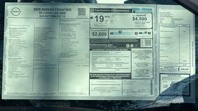 new 2026 Nissan Frontier car, priced at $39,316