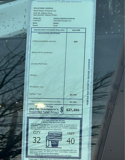 new 2025 Nissan Versa car, priced at $19,366