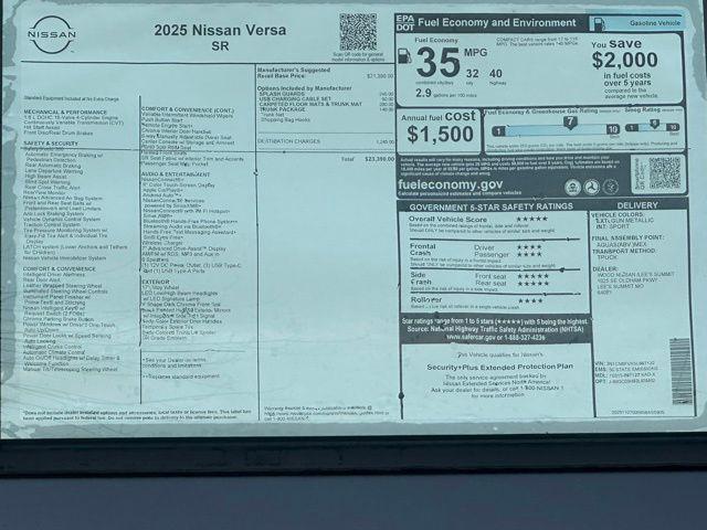 new 2025 Nissan Versa car, priced at $19,366
