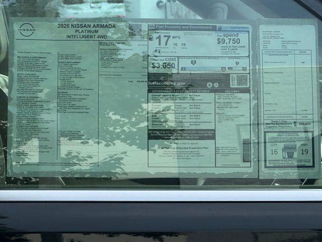 new 2026 Nissan Armada car, priced at $72,250