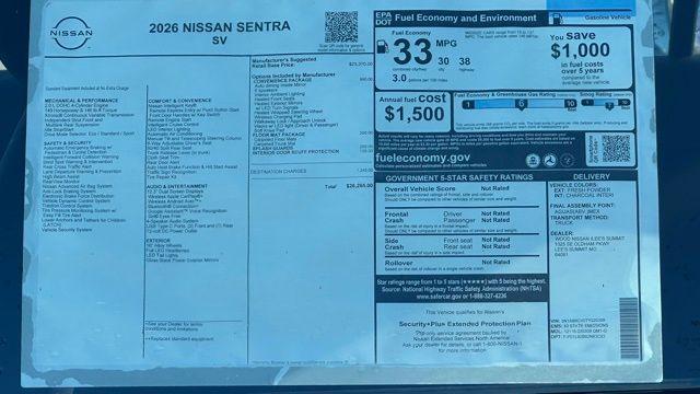 new 2026 Nissan Sentra car, priced at $24,038