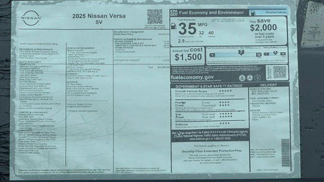 new 2025 Nissan Versa car, priced at $19,170