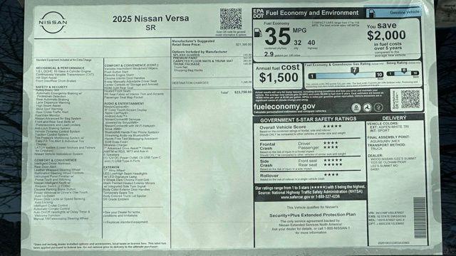 new 2025 Nissan Versa car, priced at $19,193
