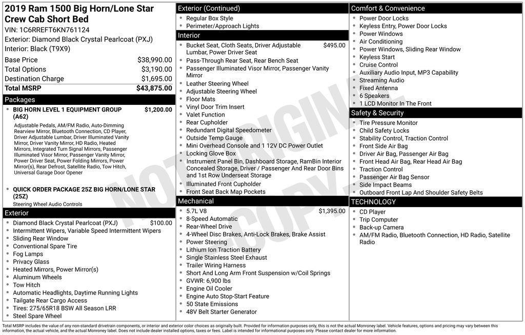used 2019 Ram 1500 car, priced at $20,000