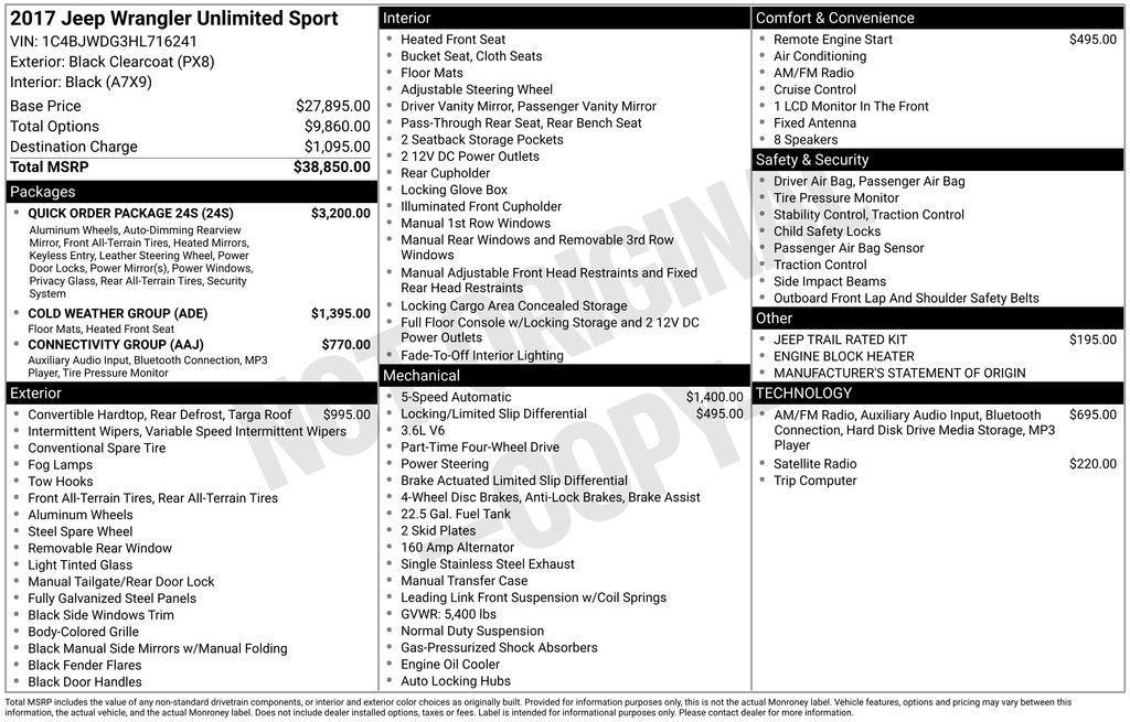 used 2017 Jeep Wrangler Unlimited car, priced at $16,949