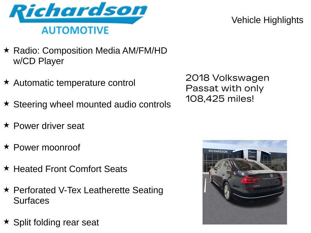 used 2018 Volkswagen Passat car, priced at $11,502