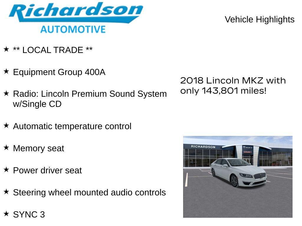 used 2018 Lincoln MKZ Hybrid car, priced at $10,627