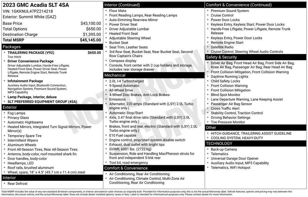 used 2023 GMC Acadia car, priced at $30,413