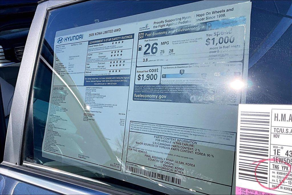 new 2026 Hyundai Kona car, priced at $34,021