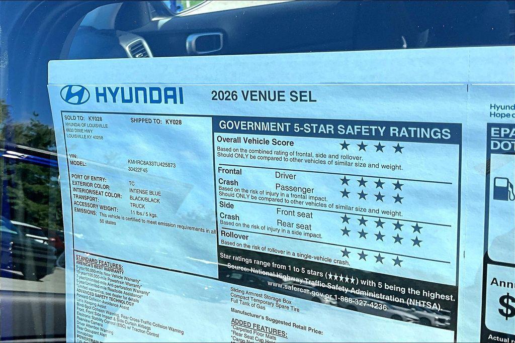 new 2026 Hyundai Venue car, priced at $24,455