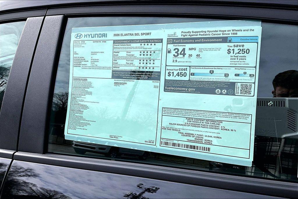 new 2026 Hyundai Elantra car, priced at $24,524