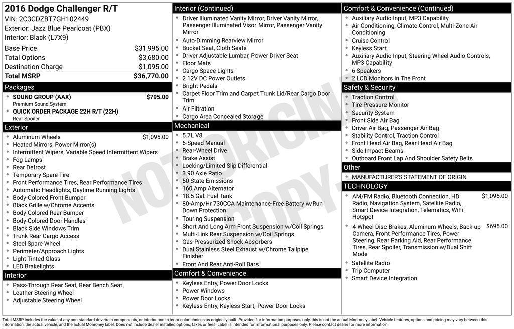 used 2016 Dodge Challenger car, priced at $20,994