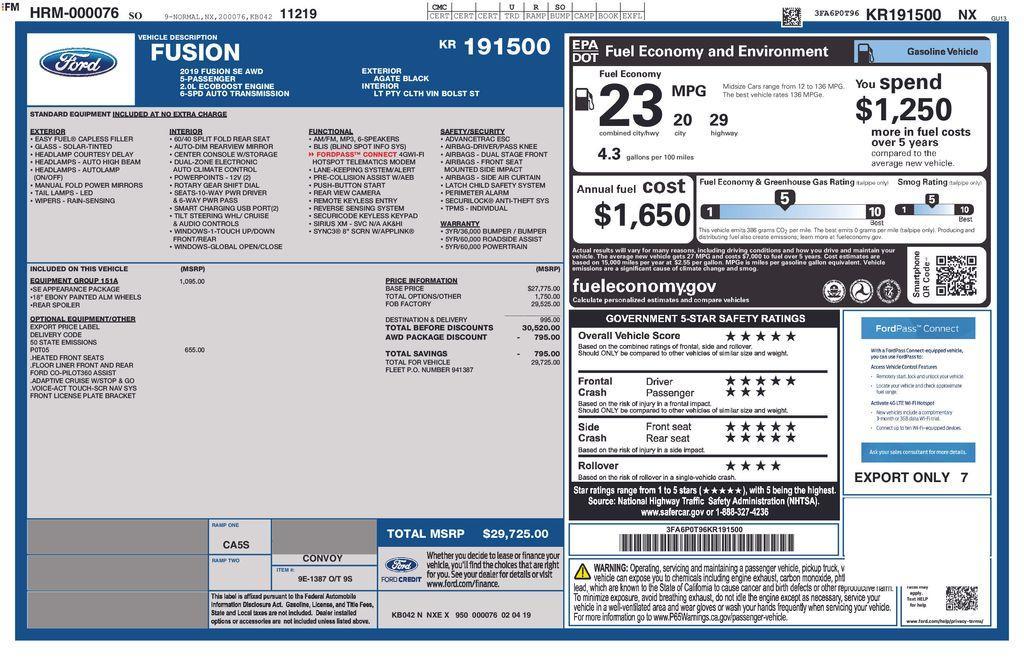 used 2019 Ford Fusion car, priced at $16,598
