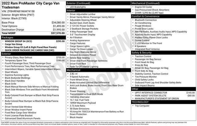 used 2022 Ram ProMaster City car, priced at $18,575