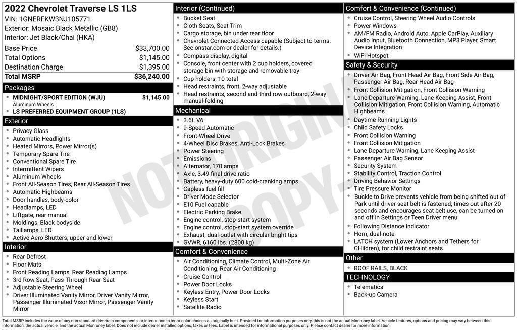used 2022 Chevrolet Traverse car, priced at $21,501