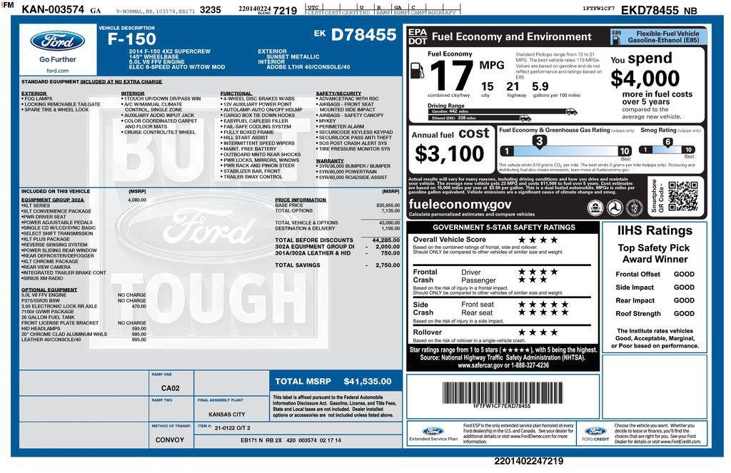 used 2014 Ford F-150 car, priced at $7,500
