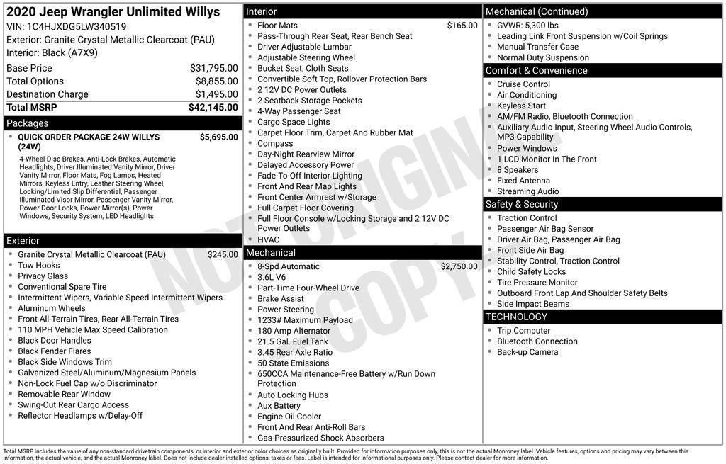 used 2020 Jeep Wrangler Unlimited car, priced at $24,700